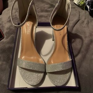 Silver glitter heels